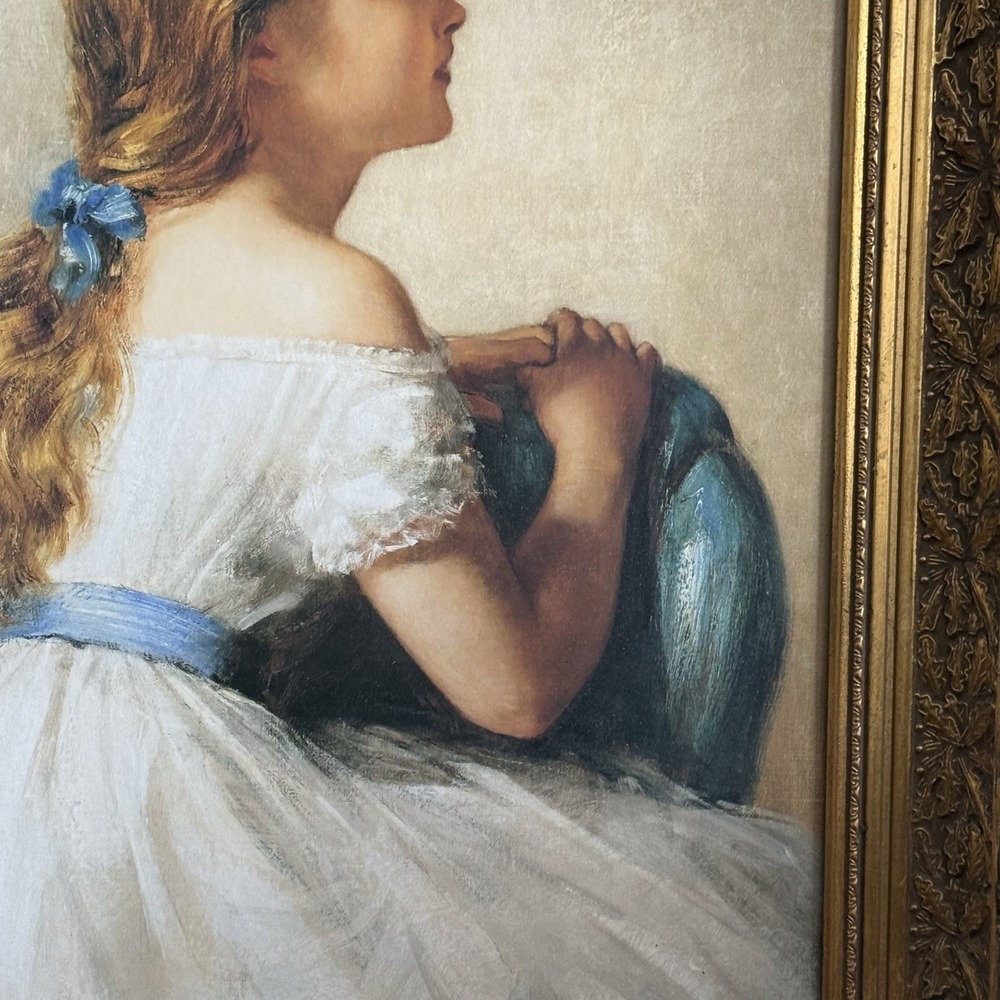 The New Dress Edwin Long 24x30 Carved Gold Frame Linen Canvas Glazed Portrait - Picture 8 of 10